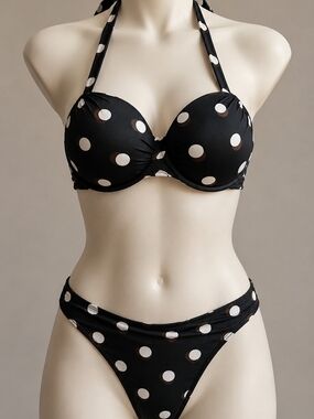 Coco Reef Black Polka Dot Bikini Set – New With Tags – Push Up Top